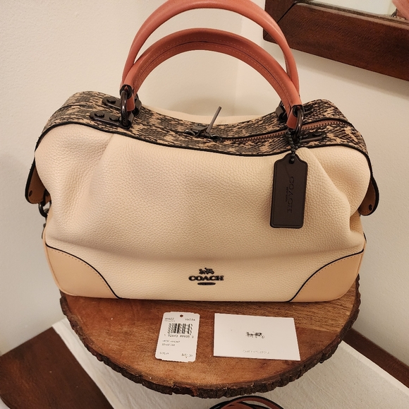Coach Lane Satchel w/Colorblock and Snakeskin Detail NWT - Picture 1 of 8